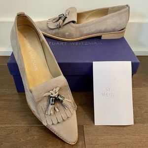 Stuart Weitzman Suede Tassel Accents Loafers